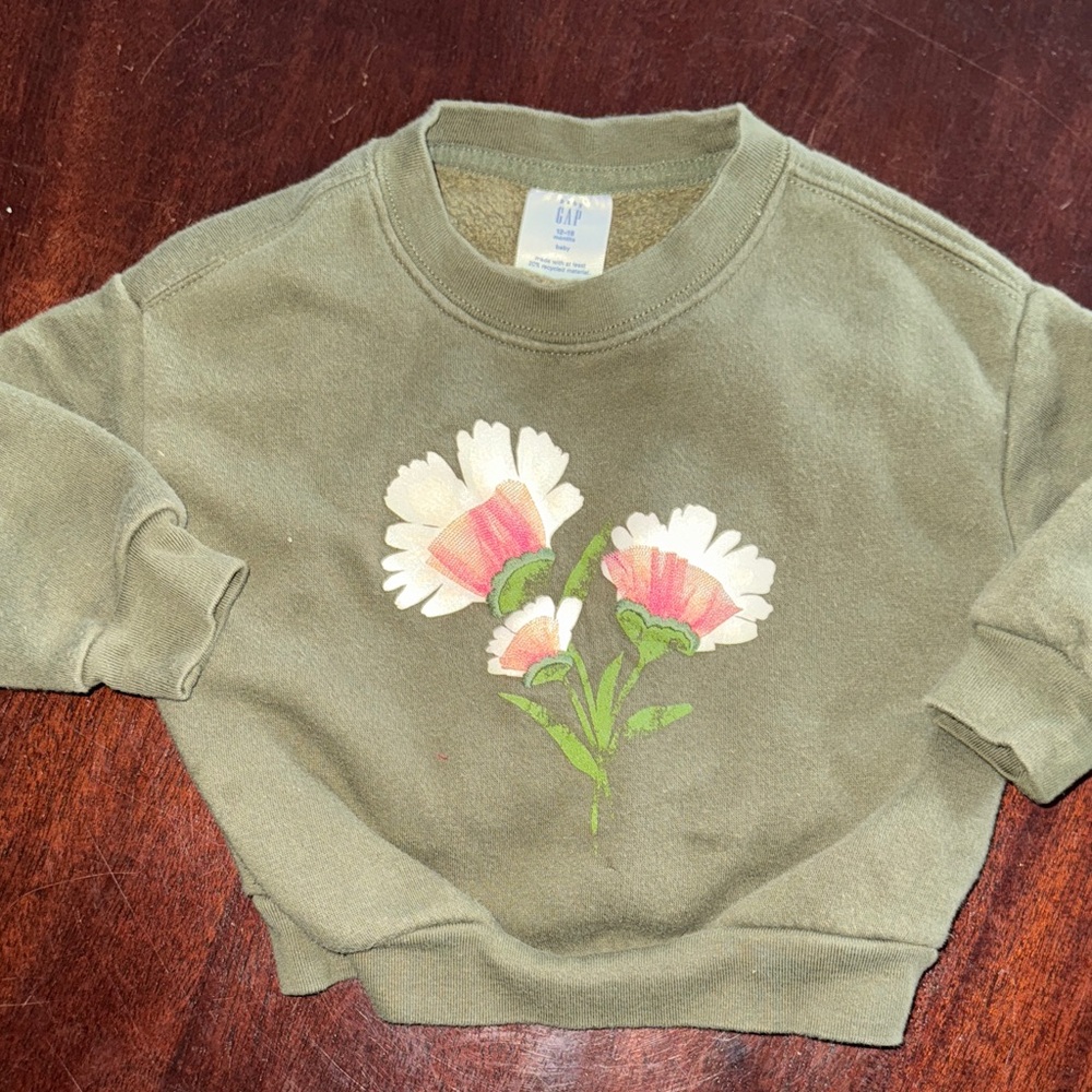 GAP Olive Crewneck Baby Sweatshirt